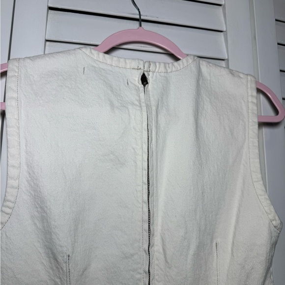 Abercrombie & Fitch Cream Sleeveless Denim Mini Dress with Corset Seaming Size S - Picture 2 of 11